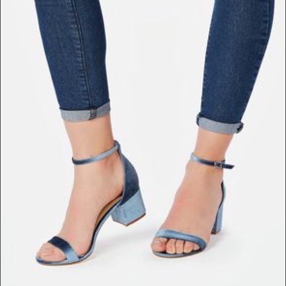 light blue velvet heels